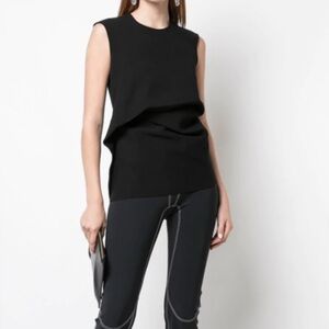 Rick owens draped sleeveless top round neck stretch blouse